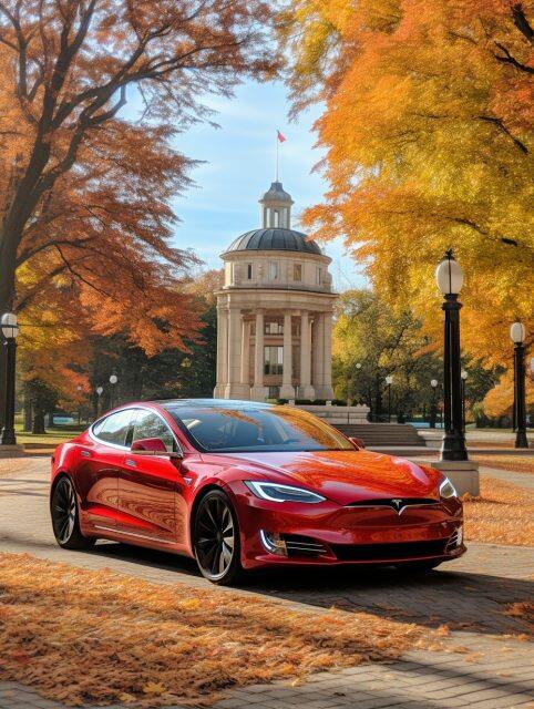 ailab.design_Photo_of_a_red_tesla_in_the_middle_of_a_park_50343343-8718-4b04-8954-66bfda5f5ee0