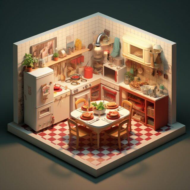 ailab.design_eating_pizza_in_a_50s_kitchen__cutaway_isometric_64617d3b-c76a-47cd-986d-679afd2febfe